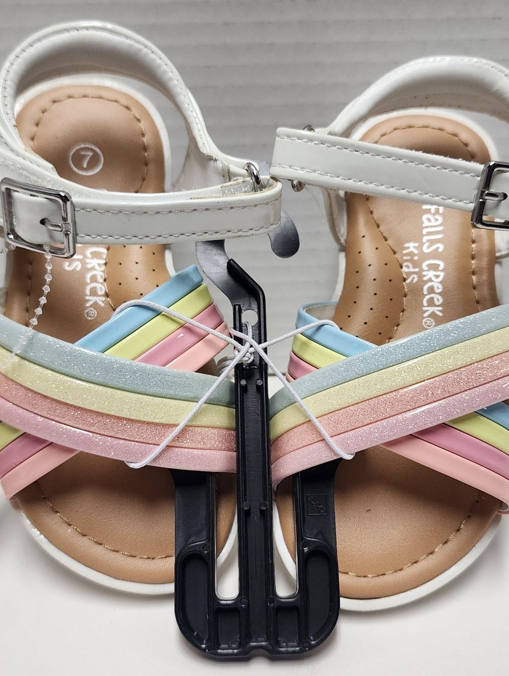 Size 7 Toddler Sandals Shoes Summer Rainbow White Pink New Buckle Isabela
